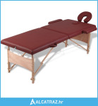 Sklopivi stol za masažu s drvenim okvirom dvodijelni crveni - NOVO