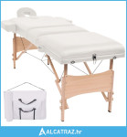 Sklopivi trodijelni masažni stol debljine 10 cm bijeli - NOVO