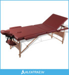 Stol za masažu,sklopivi sa drvenim okvirom,3 dijela,Crveni - NOVO