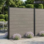 Set ograde 526 x 186 cm WPC i aluminij Siva - Siva 3 dijela (tamnosivi