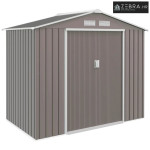 Vrtna kućica s kliznim vratima, 2,13 x 1,30 x 1,85 cm, metalna, siva