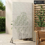 Zaslon za privatnost 100 x 50 x 180 cm Čelik Bijela - Bijela geometrij