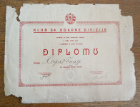 DIPLOMA klub 34 UDARNE DIVIZIJE iz 1945 - RRR