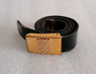 HV Svečani Crni kožni opasač za hlače sa kopčom - Uski - 94,5 cm