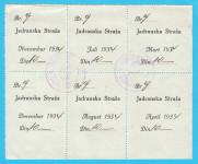 JADRANSKA STRAŽA - lot od 6. markica za članarinu iz 1934. godine