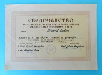 JNA - SVEDOČANSTVO (Pula 1956. g.) o položenom ispitu na kursu oficira