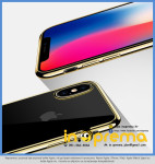 MASKICA ZA IPHONE X XS 10 PROZIRNA SA ZLATNIM OKVIROM