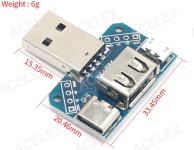Transfer test pločica adapter USBaM u USBaF, micro USB, Type-C