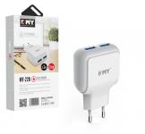 EMY kućni punjač za 2 uređaja 2.4A sa Micro USB kablom GRATIS