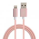Iphone 5/6/7/8/X usb data Premium pleteni kabel, 1m, roza
