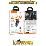 AUTO PUNJAČ HOCO NZ16B 45W 2 USB C KABEL LIGHTNING ZA IPHONE SIVI