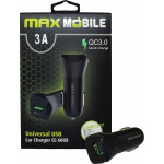 Auto punjač MAXMOBILE DUO CC-S005 Quick Charge 18W, QC 3.0 crni