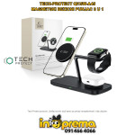 BEŽIČNI PUNJAČ 3 U 1 ZA IPHONE I APPLE WATCH TECH A45 15W CRNI