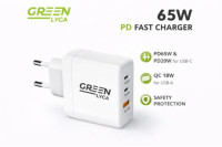 Green Lyca 65W PD brzi punjač (USB C + USB A