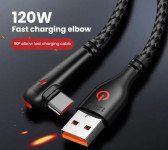 Kabel 120W 1m USBa Type-C 90° brzi Huawei i normal iPhone, Smartphone