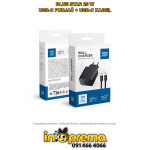 PUNJAČ BLUE STAR 25W USB C PD QC4 BRZI ADAPTER KABEL USB C CRNI