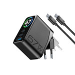 Punjač CELLULARLINE, GAN+, Powerview IQ, 2x UCB-C/USB-A, Kabel C-C, 67