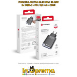 PUNJAČ FORCELL GAN III 45W 2 USB C TYPE C TIP C PD QC4 ULTRA SLIM CRNI