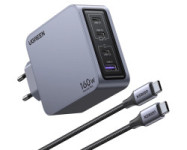 UGREEN Nexode Pro, 160W, 3x USB-C, USB-A, USB-C kabel, GaN, sivi