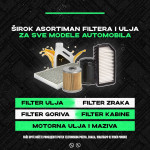 FILTER ULJA, FILTER GORIVA, FILTER KABINE, FILTER ZRAKA, MOTORNO ULJE