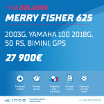 !!! U DOLASKU !!! MERRY FISHER 625, YAMAHA 100 2018g 50rs, BIMINI, GPS