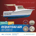 OCQUETEAU 625, PERKINS 50, 822rs, BIMINI, PLATFORMA.