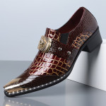 Formalne cipele s uzorkom krokodila, dizajn sa zlatnom kopčom