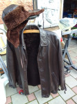 Muška kožna jakna sa kožnom šubarom-zamjene za starine
