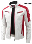 Muška motociklistička jakna od PU kože - Crveno-bijela