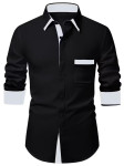 Muška modna kontrastna košulja dugih rukava s ovratnikom i džepom
