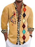 Muška modna košulja s žutim indijskim plemenskim dizajnom