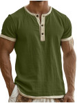 Muška ležerna lanena Henley majica s kopčanjem,veličine od S do 3XL