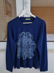 VERSACE JEANS plava logo print majica dugi rukav (XL)