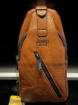 Jeep - KOŽNA VRHUNSKA TORBICA PROTIV KRAĐE -  ZA RUKU / RAME ( SMEĐA )