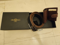 Poklon set za muškarce - novčanik i remen - smeđi