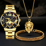 3 muška sportska kvarcna ručna sata s ogrlicom i narukvicom