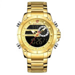 Business style analogno digitalni kvarcni ručni sat zlatne boje
