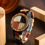 Muški boemski kvarcni analogni sat od prirodnog drva