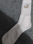 PUmA nove bijele višlje muške deblje čarape s zlatnim logom i natpisom