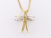 ZLATNI PRIVJESAK KRIŽ S DIJAMANTOM 18K (750) 2,14g NOVO • GOLD SHOP •
