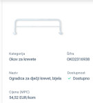 Ogradica za dječji krevet ,duljina 122 cm