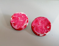 Unikat okrugle naušnice u crvenoj i ružičastoj nijansi