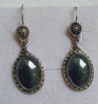 SREBRNE NAUSNICE HEMATIT, POTPISANO