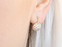 ZLATNE VISEĆE NAUŠNICE CIRKONIĆI 14K (585) 4,24g NOVO • GOLD SHOP •