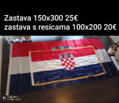 Hrvatska zastava barjak velika 150x300 25€ i mala 100x200 s resicama