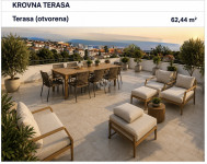 Hrvatska, Zadar, Pag, Povljana, 3-soban stan 200m2 Novogradnja, krovna