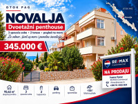 NOVALJA | Dvoetažni penthouse (96m2) s 3 spavaće sobe, 2 terase i PM