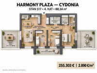 4-soban Penthouse: Dugo Selo, 88.00 m2