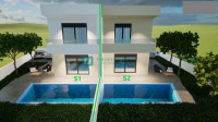 VODICE, novogradnja, moderna dvojna kuća, bazen, okućnica 145 m2, S2