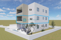 VODICE, novi projekt, 1. kat, 2 spavaće sobe, terasa, ostava